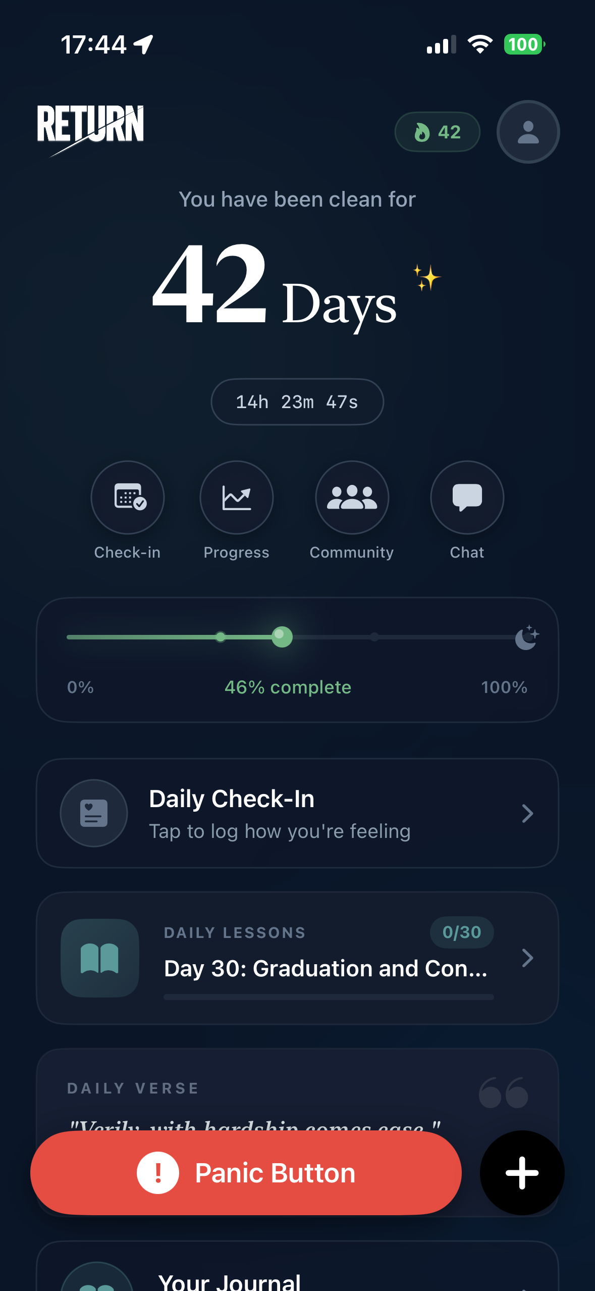 Return App Home Screen